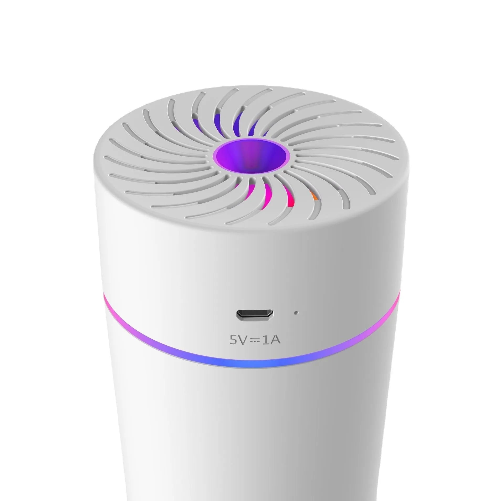 Car USB mini humidifier in black or white with battery or plug-in power options