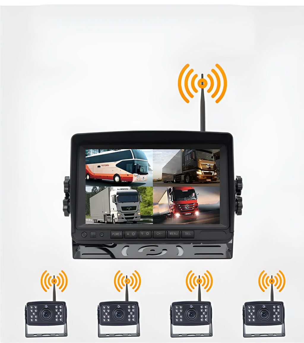 Digital wireless driving recorder with metal case, black finish, for 24V reversing camera systems