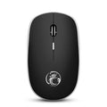 Mute wireless business office mouse in black, ultra-thin mini design with USB receiver