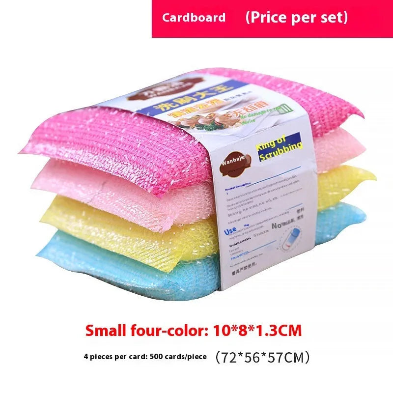 Macaron coloured pinstripe fabric dishwashing sponge mop on a kitchen surface.