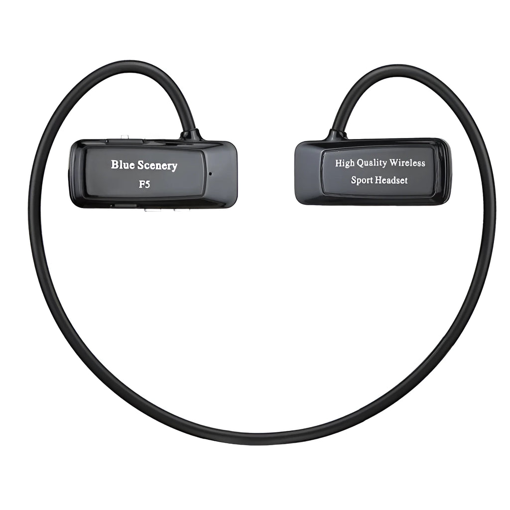 F5 wireless Bluetooth headset with card, hanging ear design, Bluetooth 4.0, 10 metre range, black gold red white