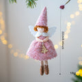 Christmas angel felt skirt pendant in white or pink with plush cloth construction