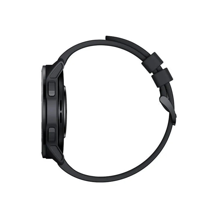 Dual Band GPS smart watch with a 1.43-inch screen on a silicone strap, shown in black, white, and blue colour options.