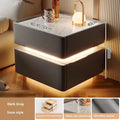 Wireless charging Bluetooth smart bed cabinet in wooden Nordic style with white and black finish