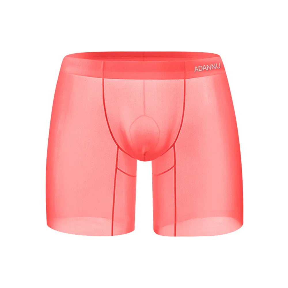 Men's seamless nylon boxer shorts in orange colour with low-waist design
