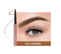 Slim eyebrow pencil in colour box with auburn, blonde, caramel, dark brown, soft brown, taupe shades.