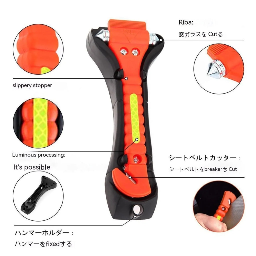 Red car life saving solid hammer emergency tool with window breaker and seatbelt cutter