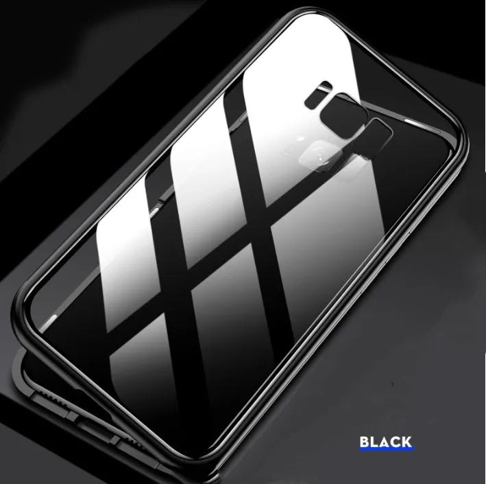 Samsung anti-peeping magnetic phone case in clamshell design with double-sided glass construction