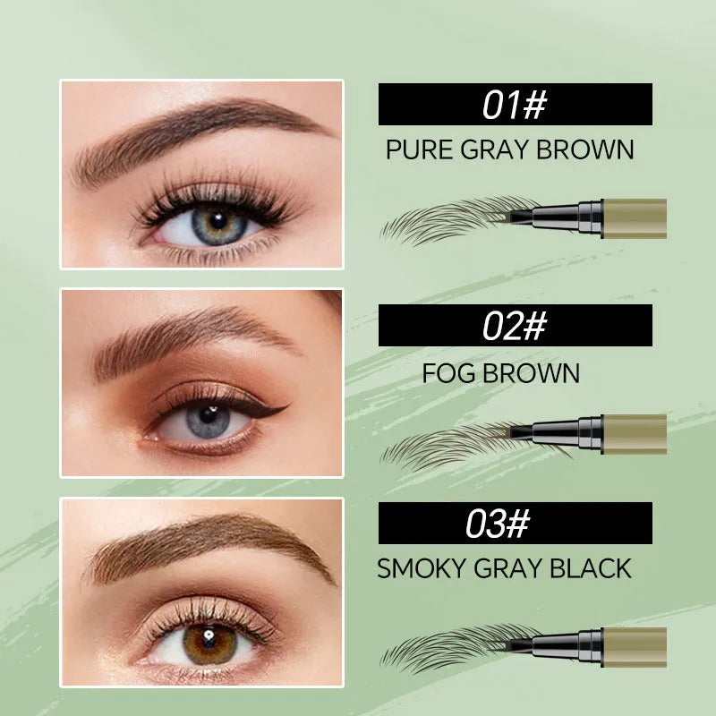 Two fork waterproof eyebrow pencil and liquid eyeliner pen in black and brown shades for precise brows