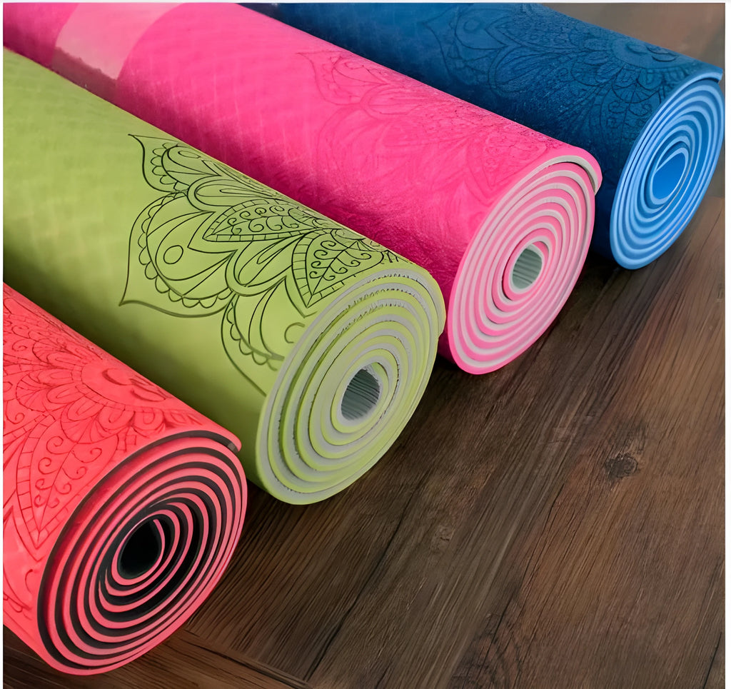 Two-colour TPE non-slip yoga mat 6mm thick 183x61cm in green and black