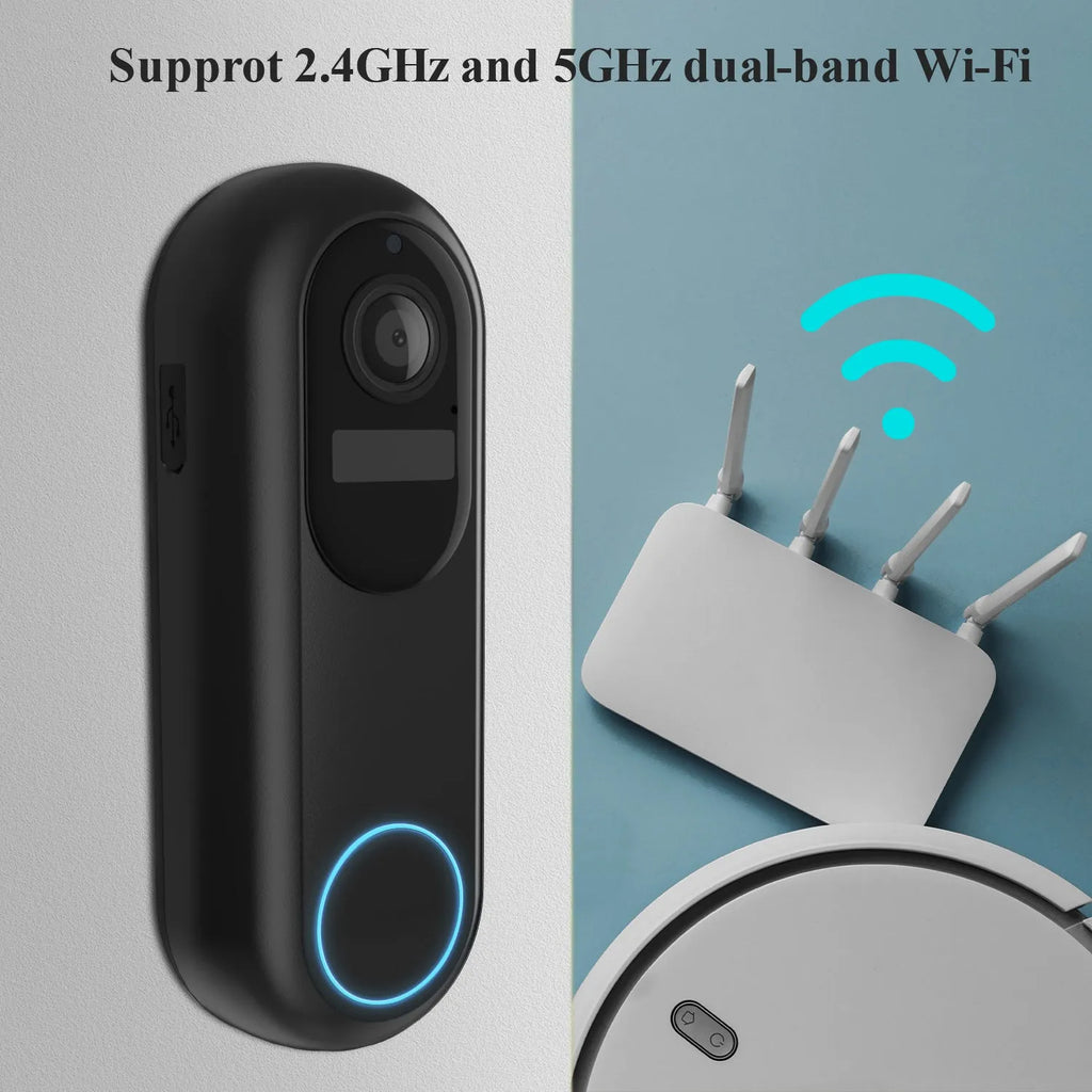Smart visual doorbell intercom with 1080P camera and detachable 5000mAh battery for home security