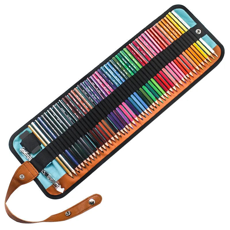 Set of 50 wooden coloured pencils for oily painting in a case with grade 1 basswood construction