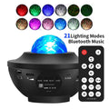 Black parallel style desktop atmosphere lamp projecting starry sky and water ripple laser effects.