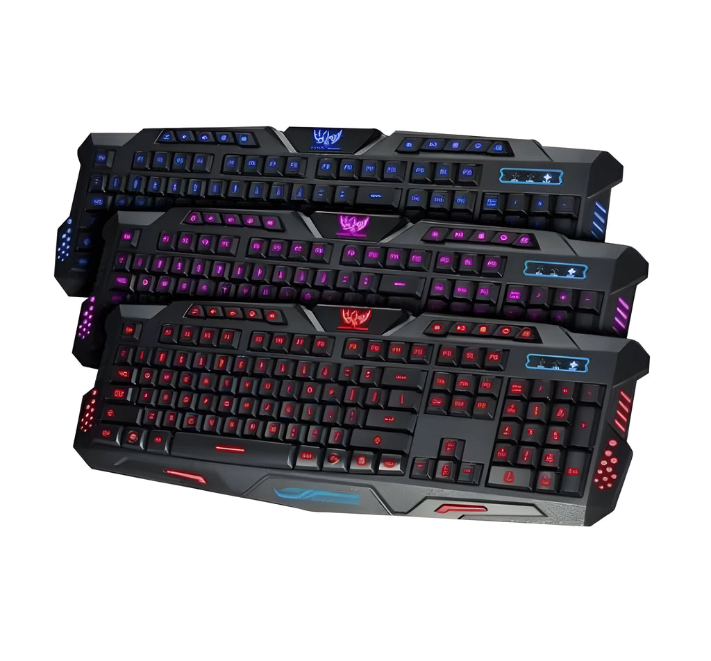 M200 black mechanical gaming keyboard with tri-colour backlit keys, 1.5 m cable, and plastic body