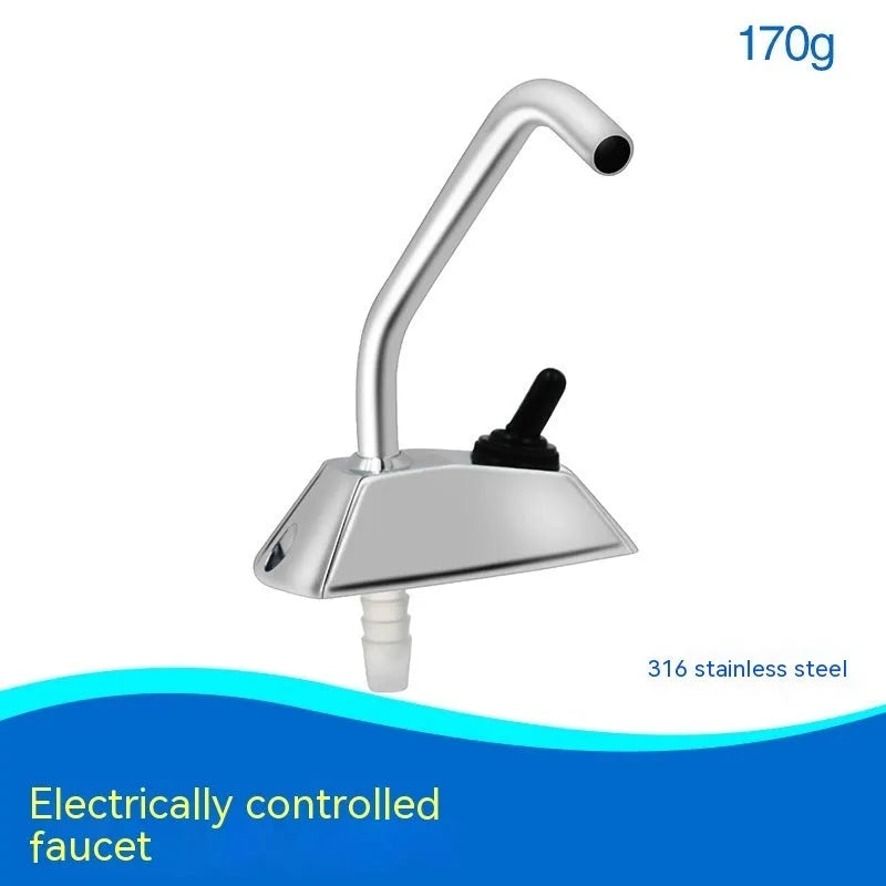Electronic control RV faucet with rotating spout made from mirror-polished 316 stainless steel