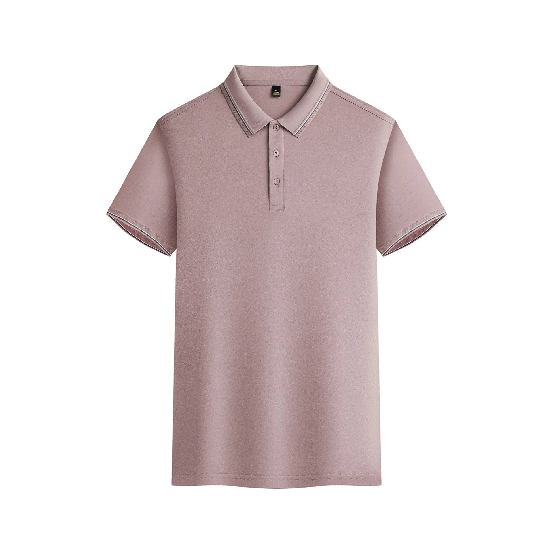 Men's navy blue short-sleeved polo shirt made from quick-dry polyester fabric for summer.