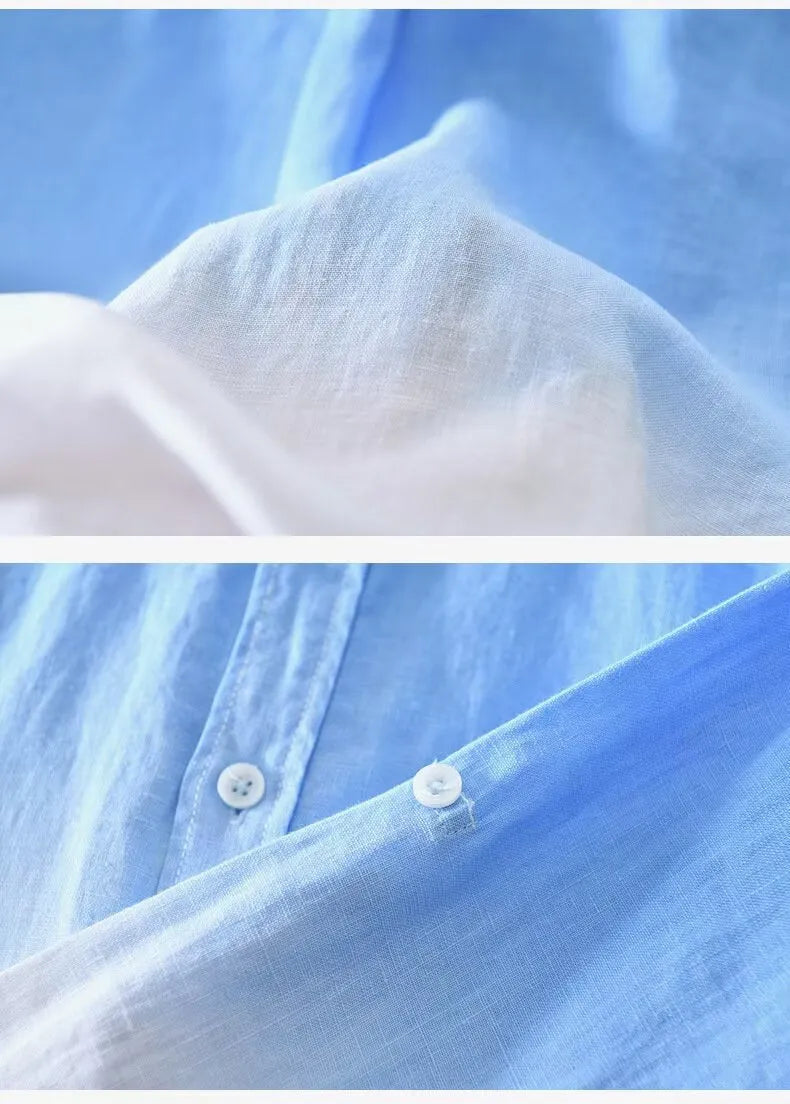 Casual hemp polyester top coat in slim fit loose style available in dark blue, light blue and yellow colours