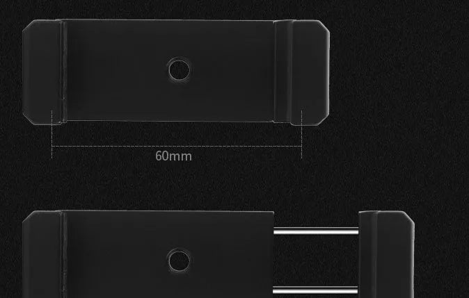 11cm silver aluminium clip bracket for mounting an iPhone to a table top tripod.