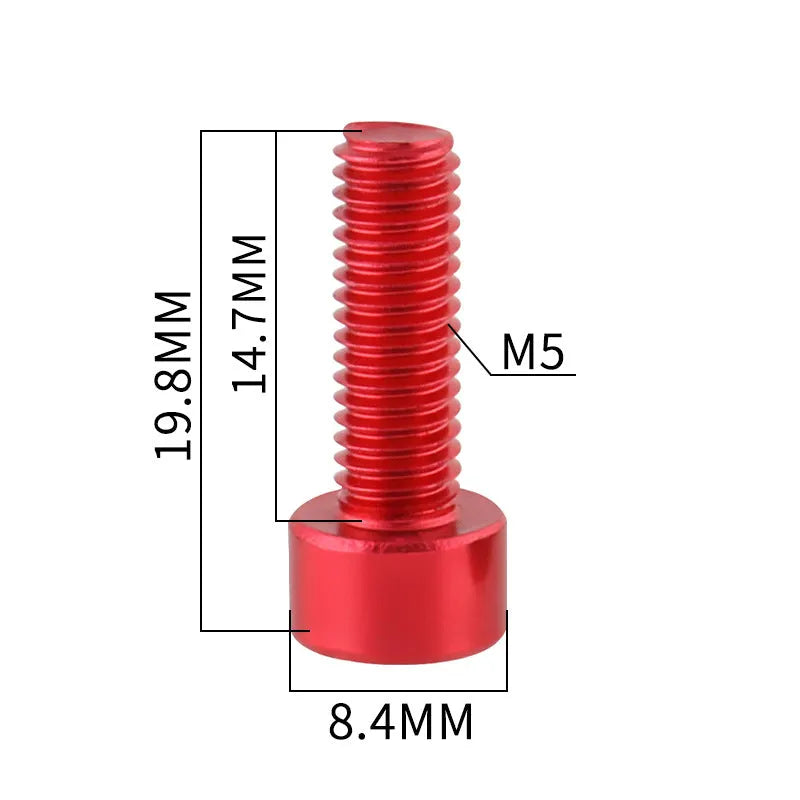Metal bicycle water bottle holder screw for MUQZI cages, shown in yellow, red, purple, green, blue, black and silver.