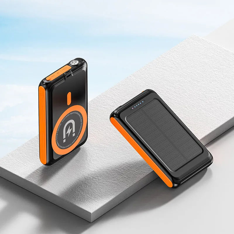 5000mAh magnetic solar charging unit with PVC shell in compact size 107x68x19mm