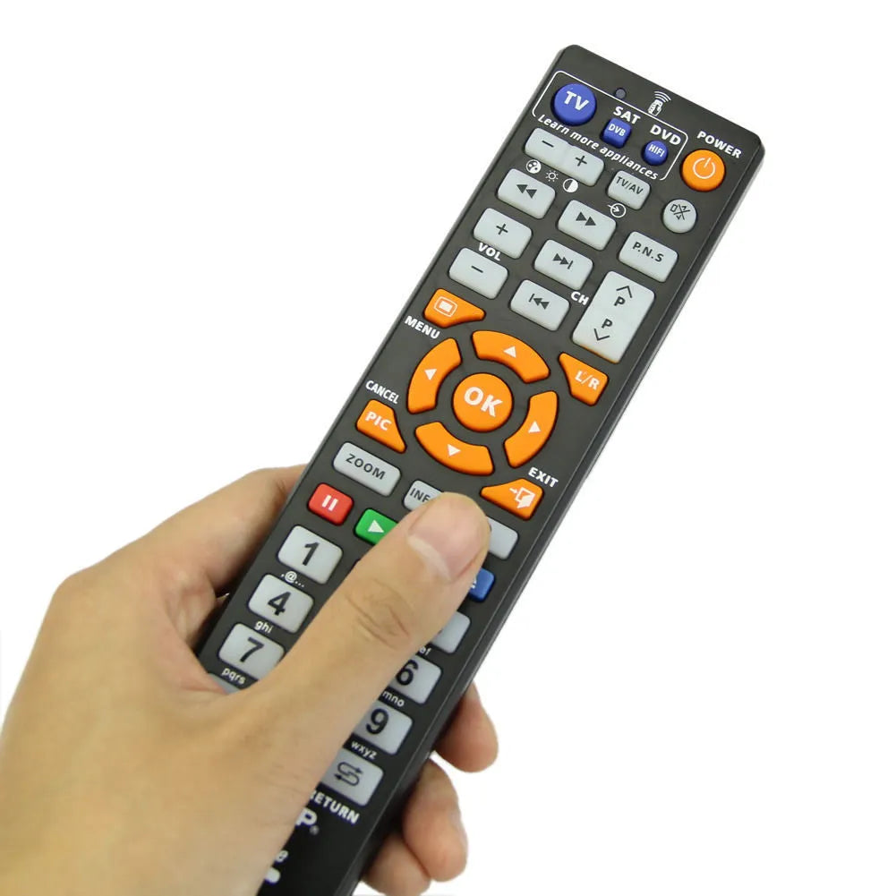 Black L336 universal learning remote control for TV and DVD equipment