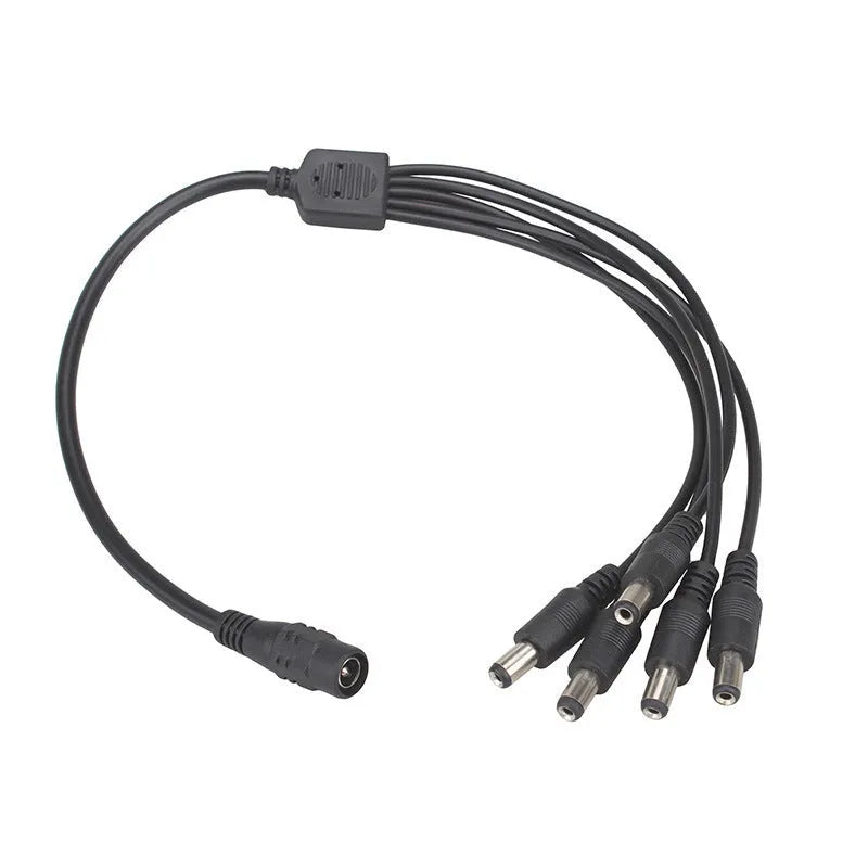 Black 0.39 metre DC power cable with 1-to-4 split for monitoring equipment