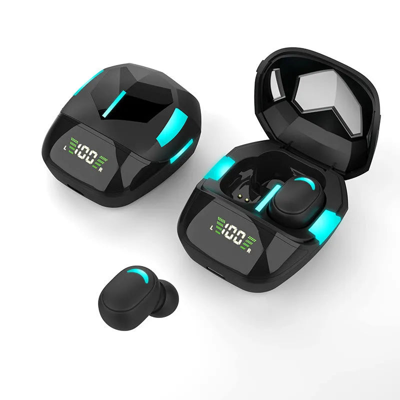 Gaming Bluetooth headset low latency wireless earplug earbuds in black G6S or G7S model with 15m range bilateral stereo