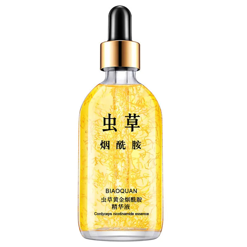 Firming and lifting skin care stock solution gold liquid in 100ml bottle with ginseng and Cordyceps essence