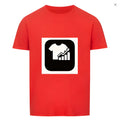 Red and white striped men's short sleeve T-shirt with a Japanese retro style