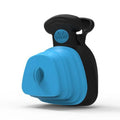 Portable pooper scooper with expandable waste container and integrated bag dispenser in blue colour