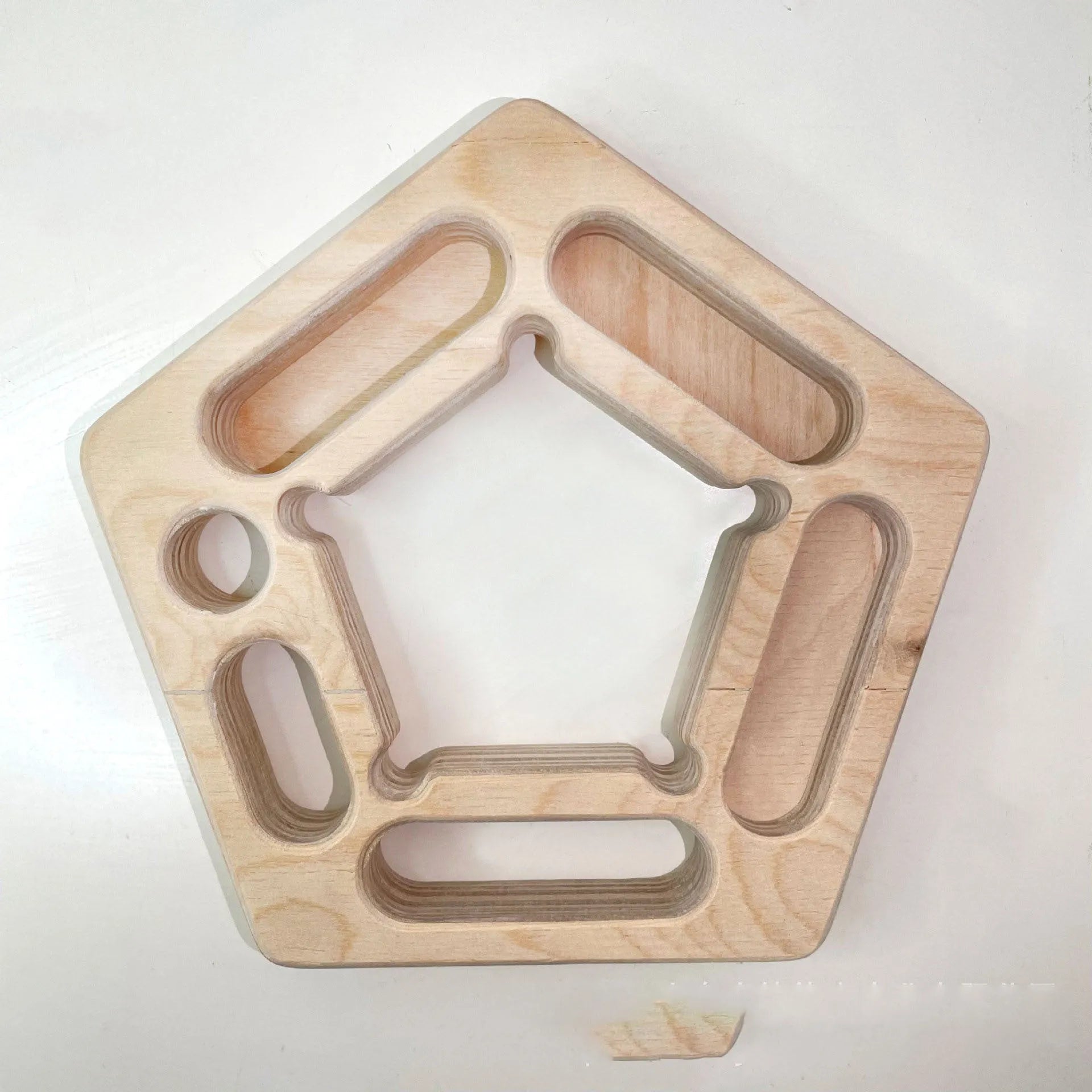 Birch climbing finger force board with pentagonal round design for portable training
