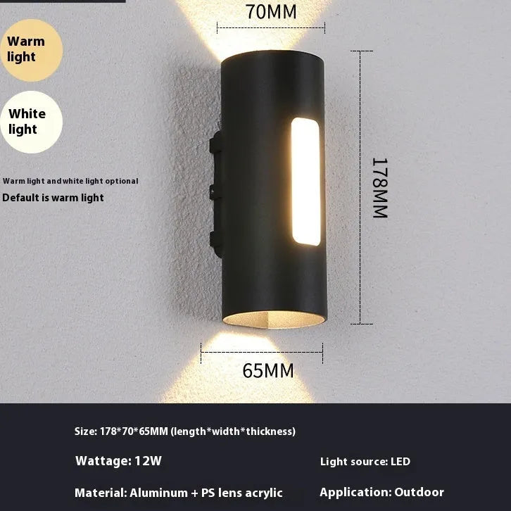 Outdoor wall lamp LED double head up and down 12W aluminium 70x178x65mm warm white or pure white