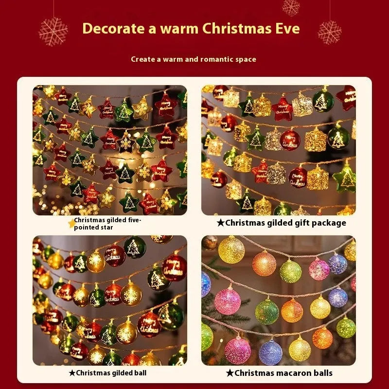 Electroplating ball coloured light string for Christmas tree decoration with 5cm pendants and plastic ball