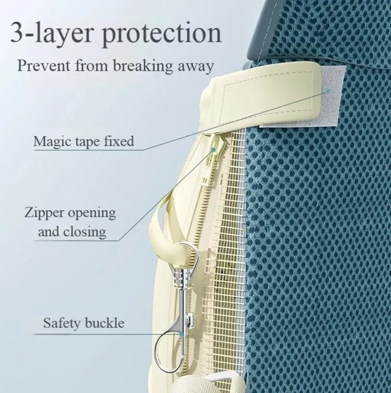 Breathable dog carrier backpack in blue with adjustable straps, suited for small pets up to 15 pounds