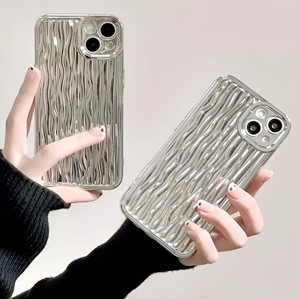 Silicone water ripple phone case glossy back cover for iPhone models in five colours
