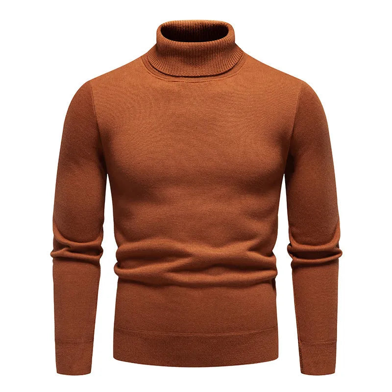 Men's fleece-lined turtleneck sweater in viscose blend, straight pullover, available in nine colours and sizes M to 4XL