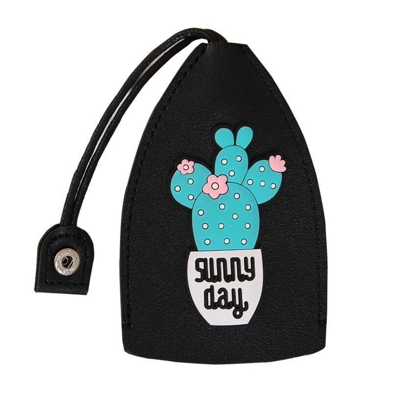 Colourful cartoon and resin design pull-out key case for car keys made from PU leather.