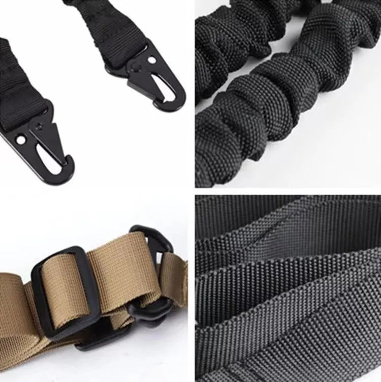 Placement rope crossbody nylon strap with harpoon line tension adjustment on black background