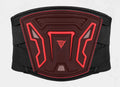 MDL1028 black and red motorcycle waist support harness shown on size chart for M L XL.