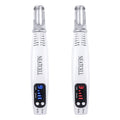 Picosecond laser pen in blue and red colours for tattoo removal and dark spot treatment, with charge cable and safe goggles