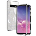 Galvanized mobile phone protective cover with Wan magnetic king plating shell pattern and glass texture for Samsung Galaxy in black