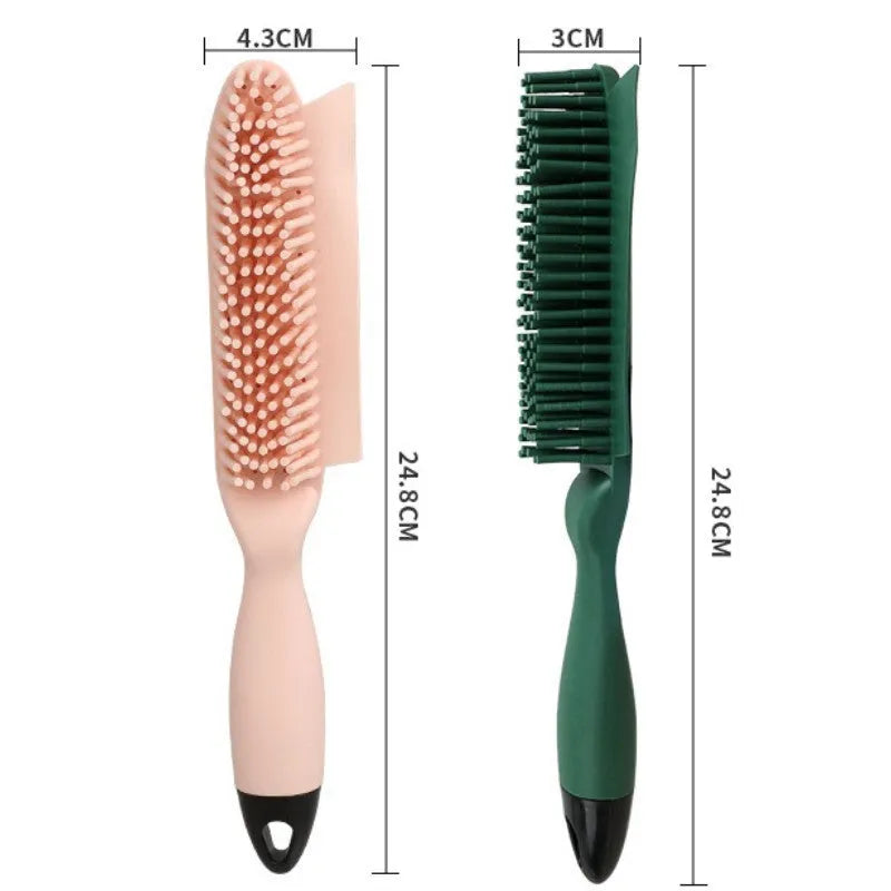 Self-cleaning dog brush pet hair remover in green with integrated hair collector, on white background