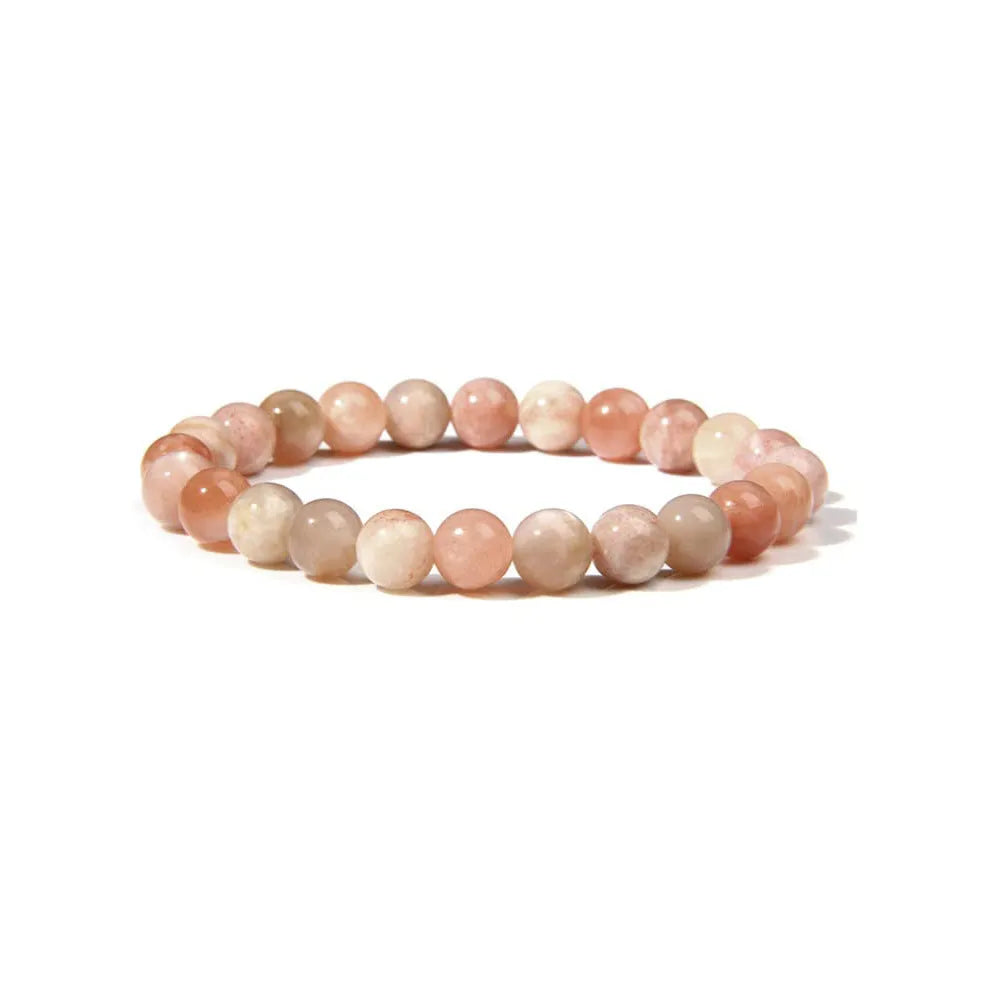 Handmade 8mm agate stone bead bracelet for women shown in one of fourteen available colours.
