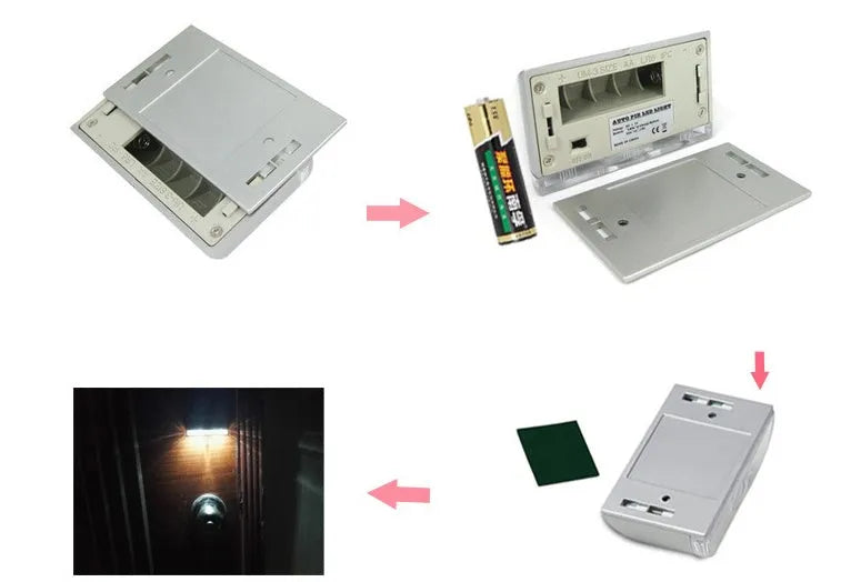 White smart door lock lamp with infrared sensor, 30mm thick, mounted on door frame near keyhole