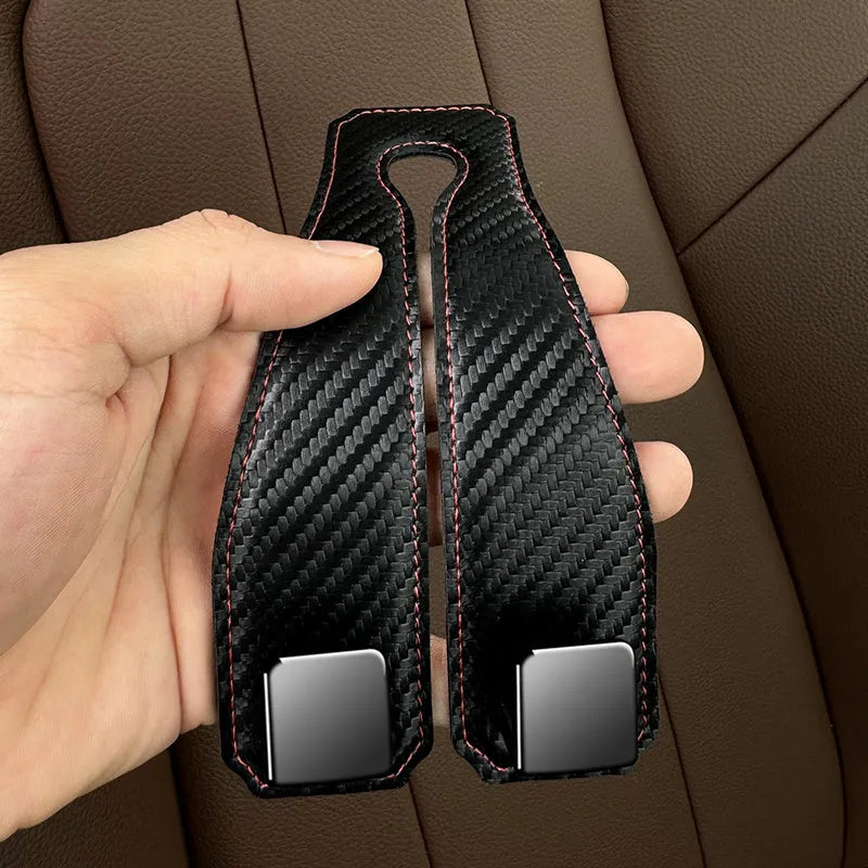Car seat back hook 25 kg load capacity carbon fibre metal foldable headrest hanger black
