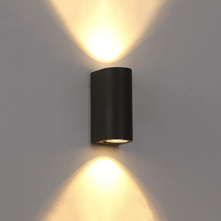 Black aluminium wall lamp with LED light source in 10W or 12W power options