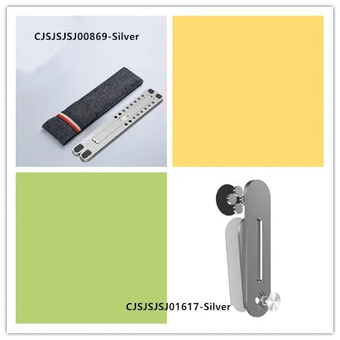 Aluminium foldable laptop stand shown in silver colour, adjusted to a mid-height position.