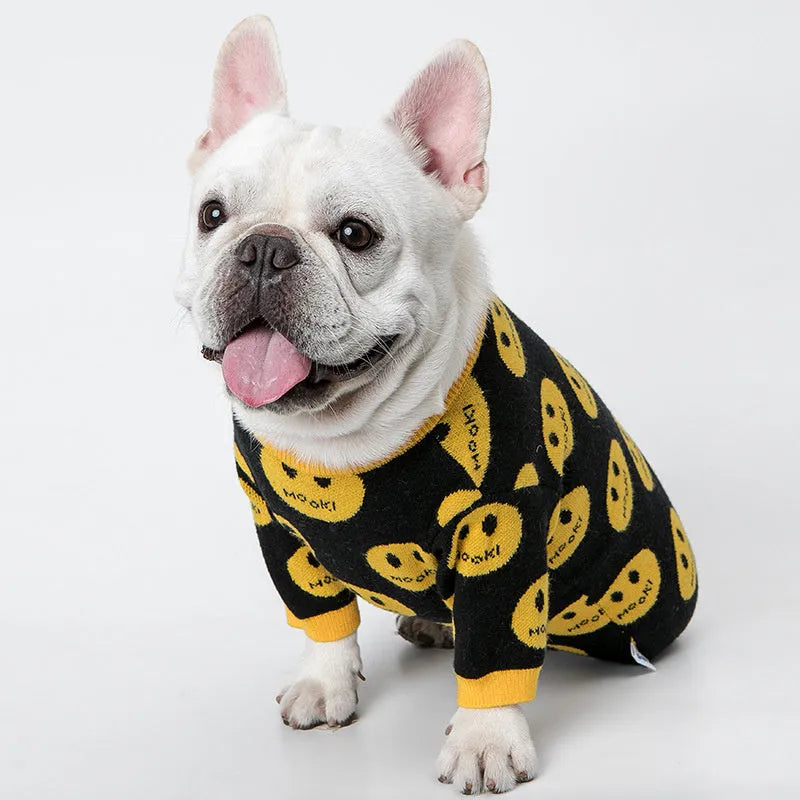 MK9 smile wool pet sweater in black, casual dog and cat clothes, sizes XXS to XXL