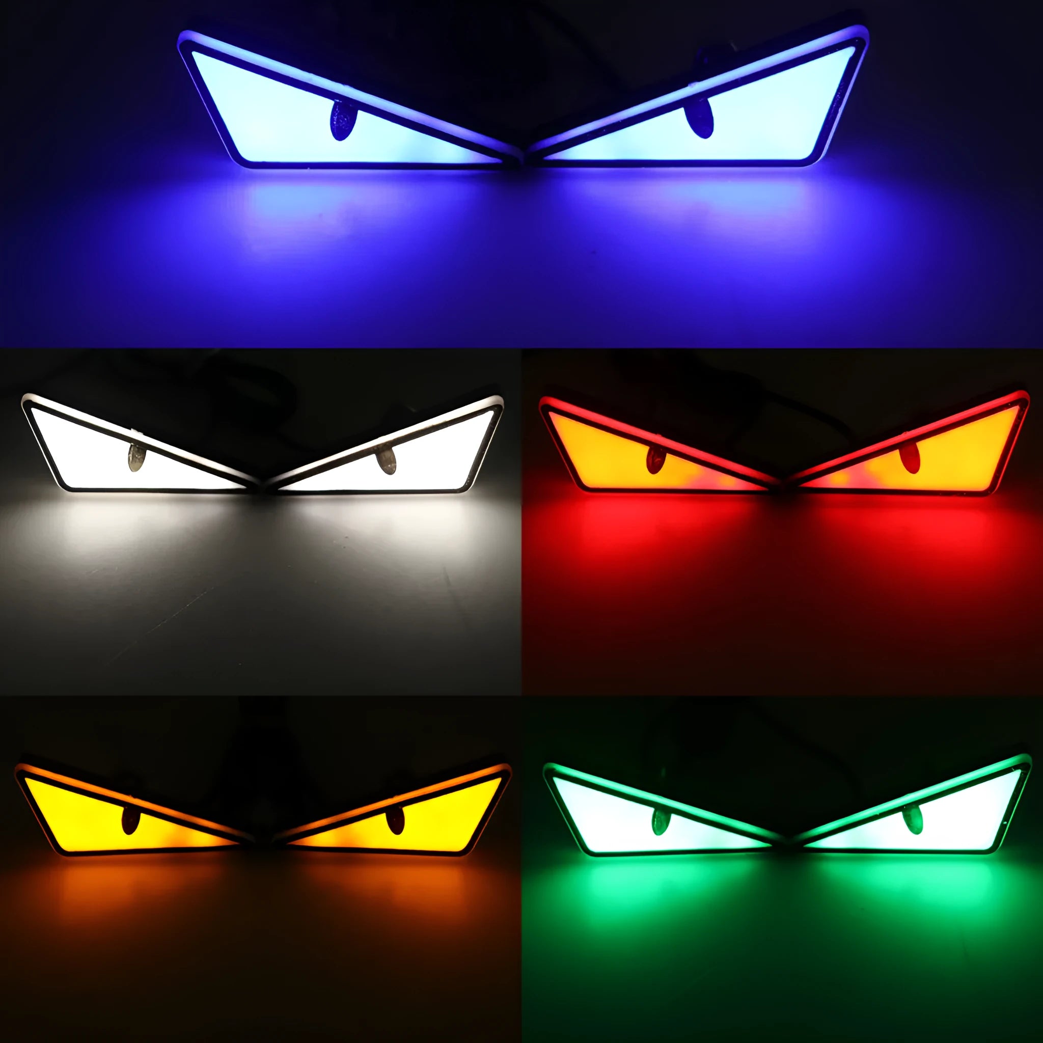 Triangle eyes modified motorcycle decorative lights in plastic, 12V, waterproof, available in five colours