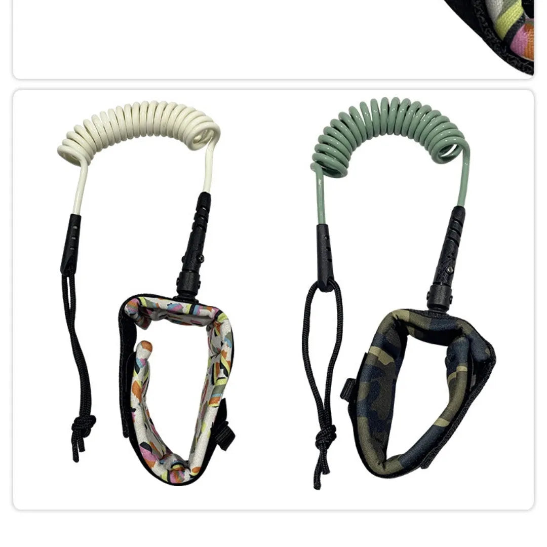 A high-strength, elastic pulp rope for handholding and securing a surfboard.